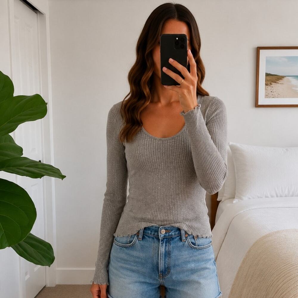 By Malene Birger Rinah Ribbed Merino Wool Sweater Sz S